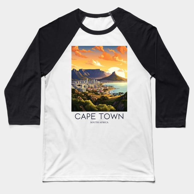 A Pop Art Travel Print of Cape Town - South Africa Baseball T-Shirt by Studio Red Koala